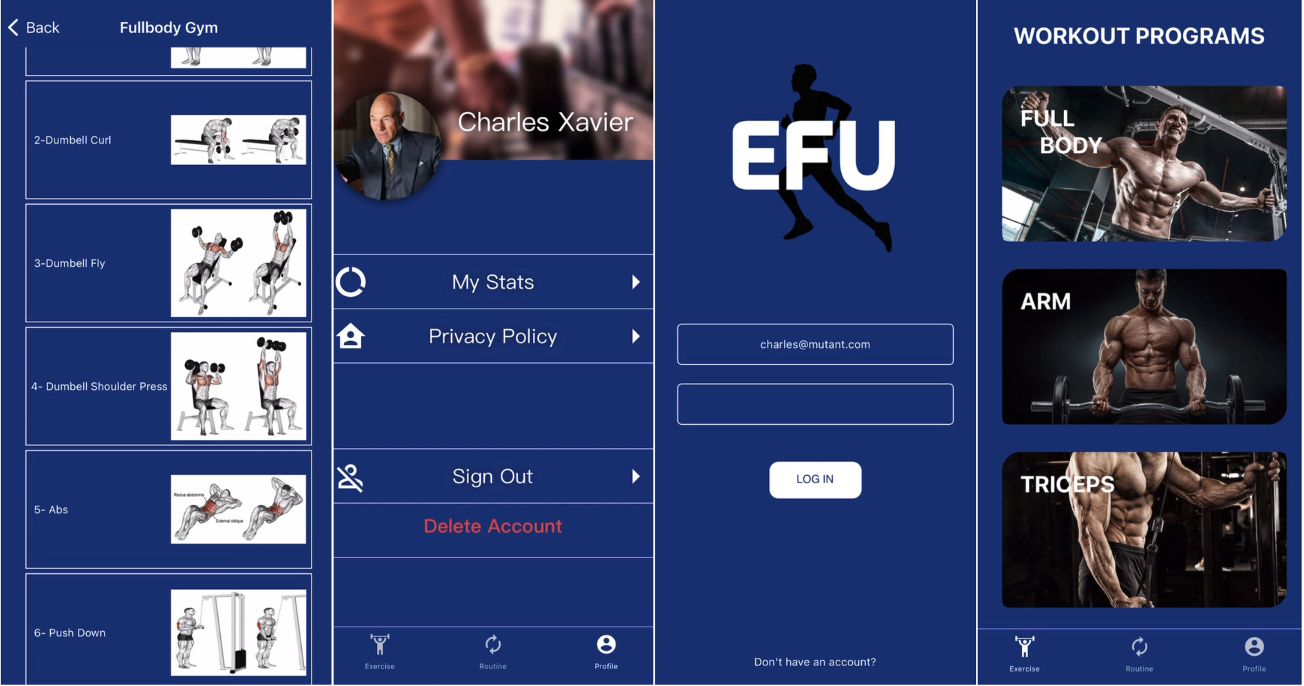 EFU Workout Mobile App